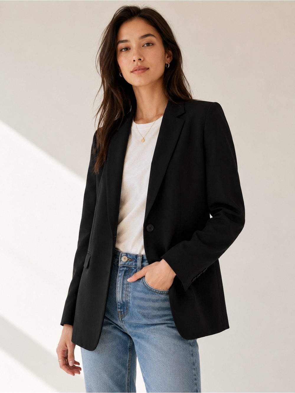 Madewell Lycée Black Drapey Boyfriend‎ Blazer Relaxed Minimalist Jacket 4